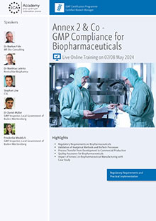 Annex 2 & Co. - GMP Compliance for Biopharmaceuticals - Live Online Training