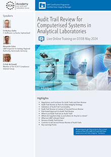 Audit Trail Review for Computerised Systems in Analytical Laboratories - Live Online Training