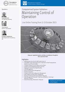 Computerised System Validation: Maintaining Control of Operation - Live Online Training