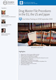 Drug Master File Procedures in the EU, the US and Japan - Live Online Training