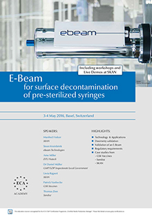 E-Beam for surface decontamination of pre-sterilized syringes