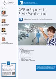 GMP for Beginners in Sterile Manufacturing + Aseptic Process Simulation (APS) / Media Fills - Live Online Training
