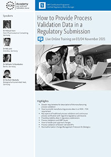 How to provide Process Validation Data in a Regulatory Submission - Live Online