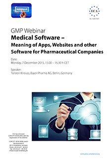 GMP Webinar: Medical Software - Meaning of Apps, Websites and other Software for Pharmaceutical Companies