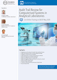 Audit Trail Review for Computerised Systems in Analytical Laboratories - Live Online Training