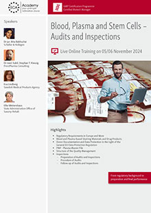 Blood, Plasma and Stem Cells - Audits and Inspections - Live Online Training
