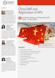 China GMP and Registration for APIs - Live Online Training