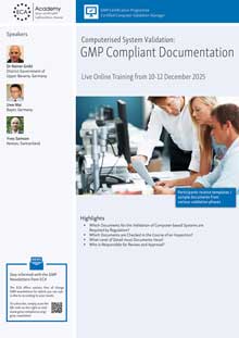 Computerised System Validation: GMP Compliant Documentation - Live Online Training