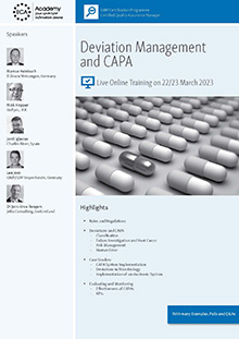 Deviation Management and CAPA - Live Online Training