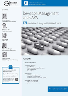 Deviation Management and CAPA - Live Online Training