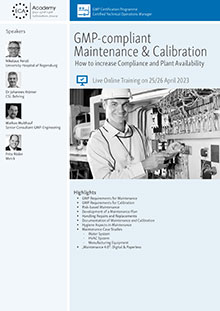 Live Online Training: GMP-compliant Maintenance & Calibration - How to increase Compliance and Plant availability