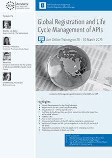 Global Registration and Life Cycle Management of APIs - Live Online Training