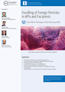 Handling of Foreign Particles in APIs and Excipients - Live Online Training