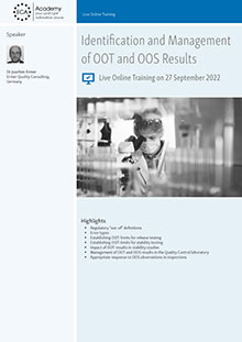 Identification and Management of OOT and OOS Results - Live Online Training