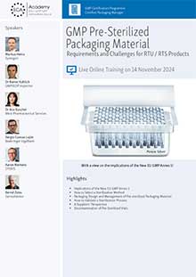 GMP Pre-sterilized Packaging Material - Live Online Training