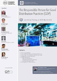 The Responsible Person for Good Distribution Practice (GDP) - Live Online Training