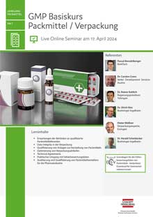 GMP-Basiskurs Packmittel / Verpackung (PM 7) - Live Online Seminar